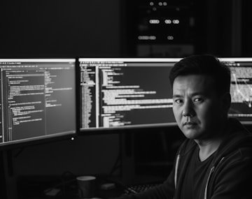 Security analyst monitoring live camera feeds in a network operations centre