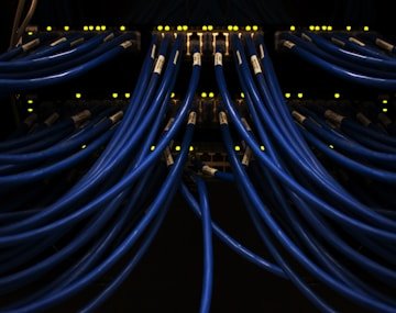 Structured network cabling installed in a secure server rack